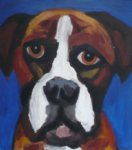 Dog 1, mixed media on canvas