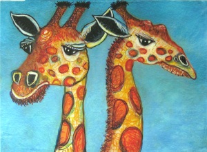 Jazzy Giraffes, 2011, hand embellished limited edition canvas print, 62 x 86 cm